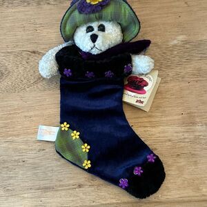 Vintage Chantilly Lane adorable bear with stocking plush Christmas decoration pu